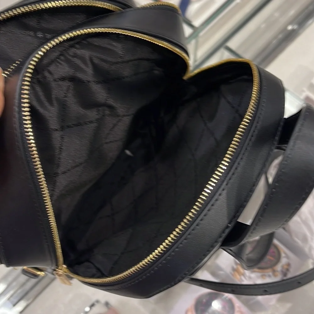 MICHAEL KORS Jaycee Medium zip pocket Pebbled Leather Backpack BLACK color